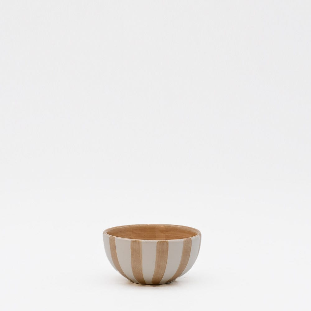 Petit bol en céramique rayé moka et blanc Petit bol rayé  "Costa Nova Mar" - Moka