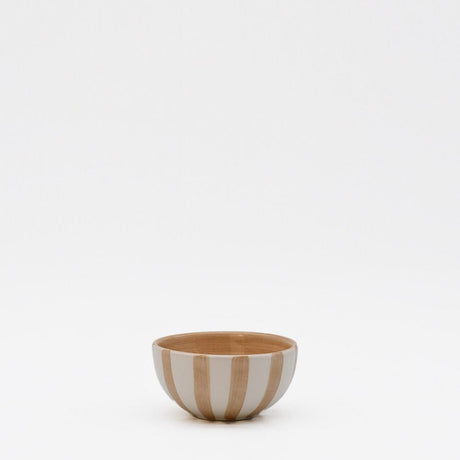 Petit bol en céramique rayé moka et blanc Petit bol rayé  "Costa Nova Mar" - Moka