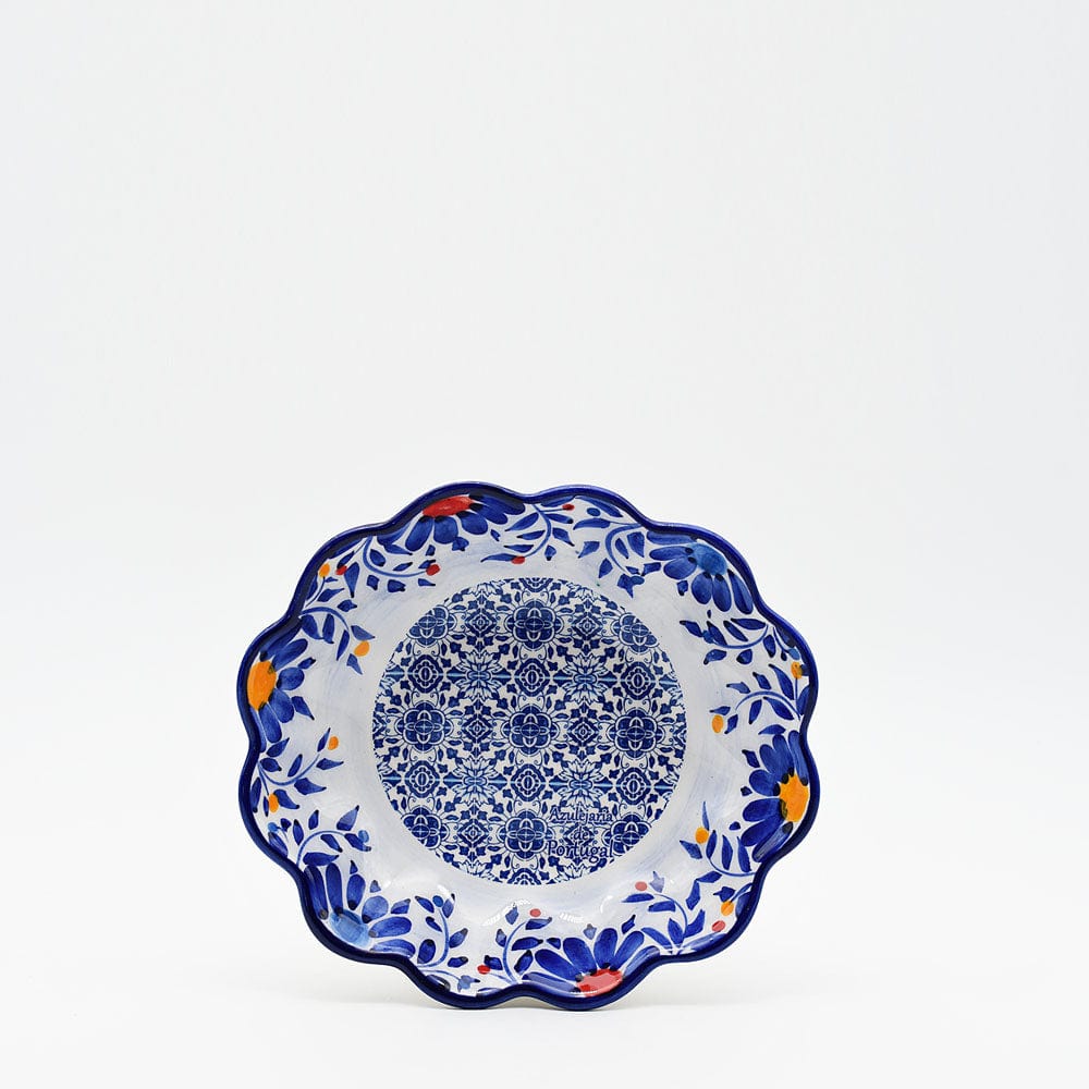 Petit Saladier en céramique traditionnel du Portugal  I bleu 24cm Saladier individuel en céramique "Tradicional" Bleu - 18cm