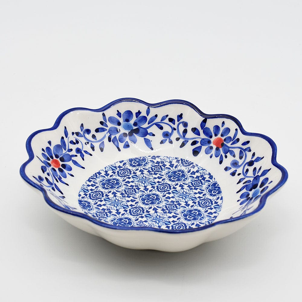 Petit Saladier en céramique traditionnel du Portugal  I bleu 24cm Saladier individuel en céramique "Tradicional" Bleu - 18cm