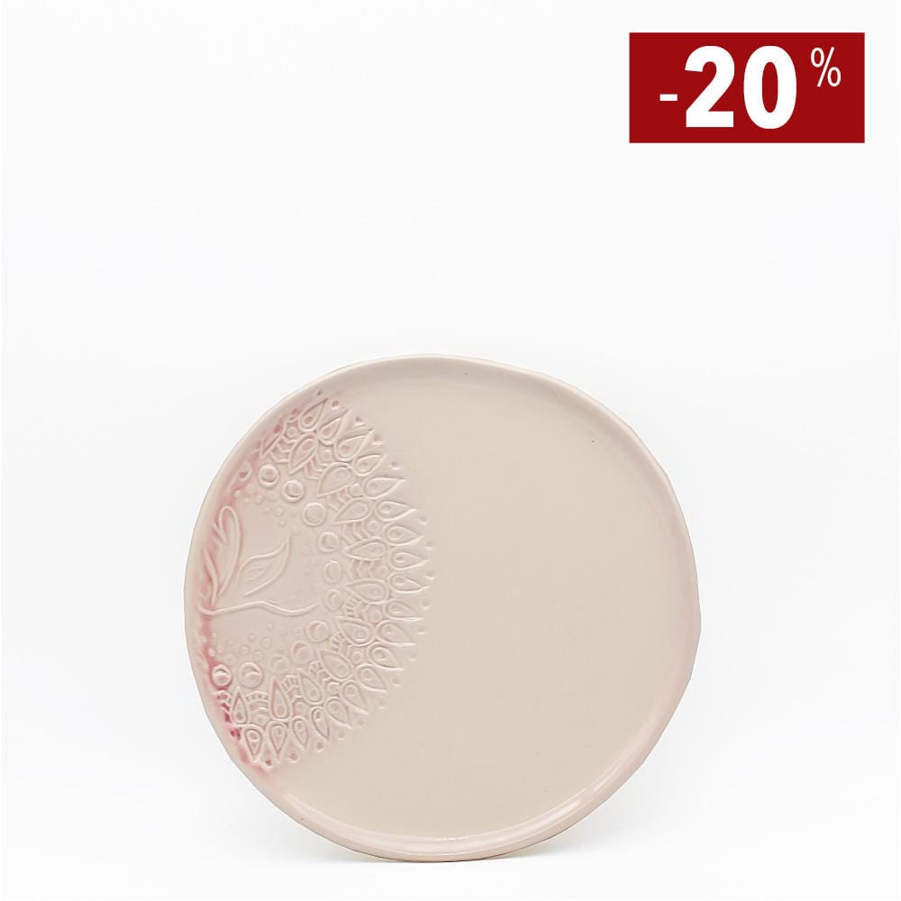 Petite assiette en céramique rose et blanche I Motifs étoile de mer Assiette "Estrela do mar" rose et blanche - 20cm