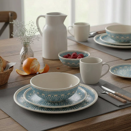 Petite assiette en céramique turquoise I Motifs dentelles portugaises Assiette "Renda" turquoise - 20cm