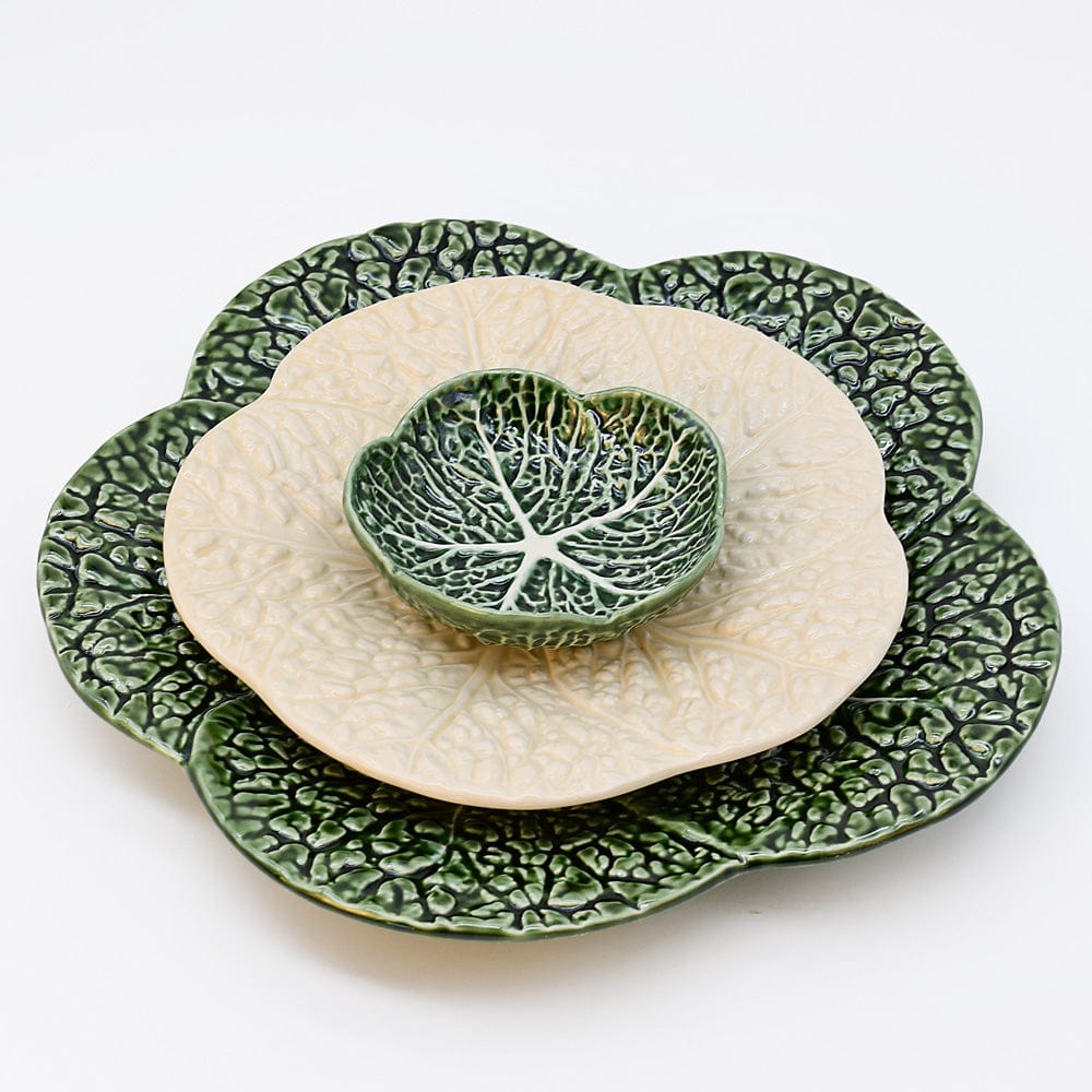 Petite assiette en forme de feuille de chou I Vaisselle portugaise Assiette en céramique "Couve" - 12 cm