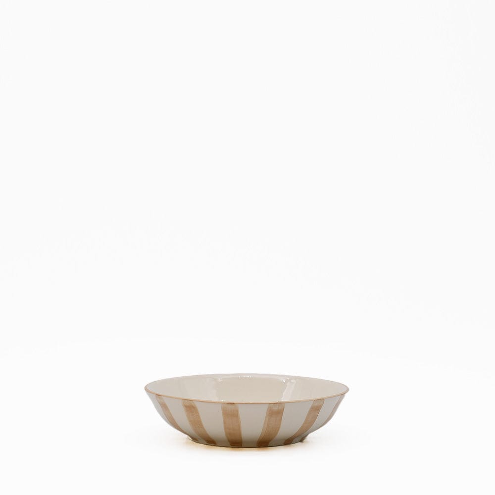 Petite coupe en céramique rayée moka et blanc Petite coupe rayée "Costa Nova Mar" - Moka
