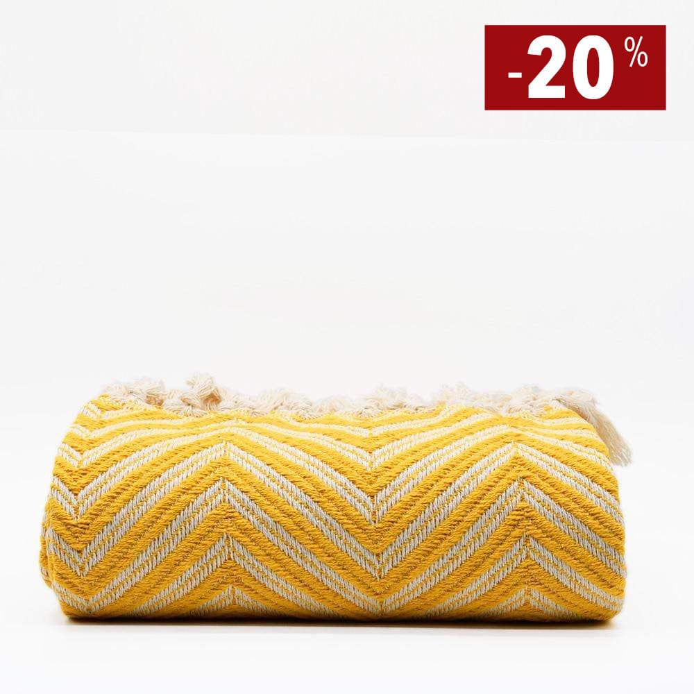 Plaid en coton aux couleurs vives I Artisanat du Portugal en ligne Plaid en coton "Espiga" - Jaune