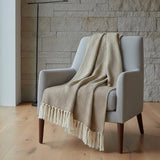 Plaid en coton beige motifs chevrons I Artisanat du Portugal en ligne Plaid en coton "Chevrons" - Beige