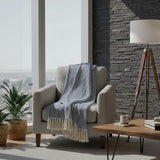 Plaid en coton bleu motifs chevrons I Artisanat du Portugal en ligne Plaid en coton "Chevrons" - Bleu