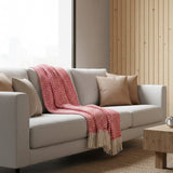 Plaid en coton rouge motifs vagues I Artisanat du Portugal en ligne Plaid en coton "Ondas" - Rouge