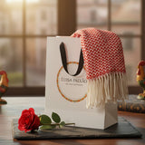 Plaid en coton rouge motifs vagues I Artisanat du Portugal en ligne Plaid en coton "Ondas" - Rouge