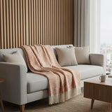 Plaid en coton Terracotta pâle motifs vagues I Artisanat du Portugal en ligne Plaid en coton "Ondas" - Terracotta