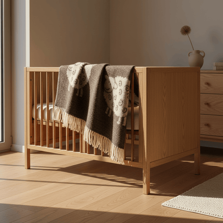 Plaid en pure laine vierge marron pour chambre d'enfant Plaid enfant en laine - Marron