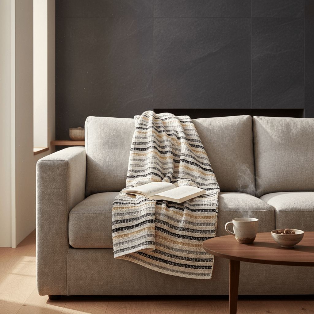 Plaid portugais couvre-lit gris 240x200 | Style de vie portugais Plaid Couvre-lit en coton 240x200 - Gris