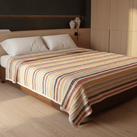 Plaid portugais couvre-lit marron 240x200 | Style de vie portugais Plaid Couvre-lit en coton 240x200 - Marron