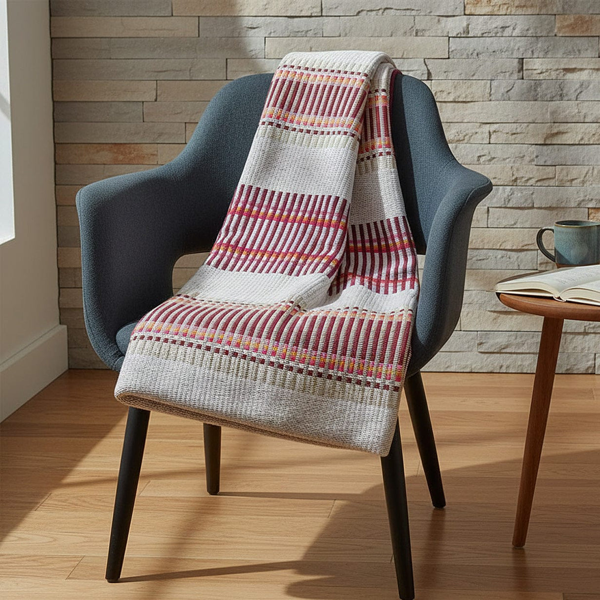 Plaid portugais Mantas de Mira de aire bordeaux Plaid traditionnel portugais à galon - Bordeaux