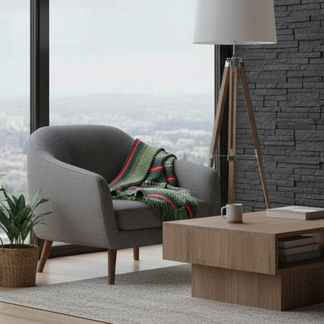 Plaid traditionnel portugais Vert Plaid traditionnel à frange "Manta de Mira de Aire" - Vert moyen