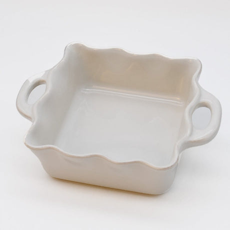 Plat à four carré en grès blanc I Ustensiles de cuisine portugais Plat à four carré en grès - Blanc