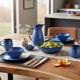 Plat de service en grès bleu de la collection portugaise Amazonia Plat ovale en grès "Amazonia" Bleu - 25cm