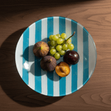 Plat de service en verre turquoise I Artisanat portugais Plat en verre "Marinha Grande" - Turquoise