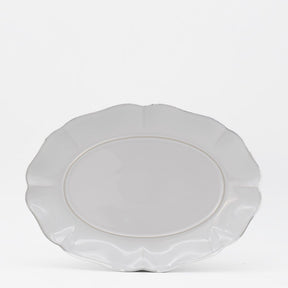 Plat de service ovale blanc en grès fin Plat de service en grès fin "Rosa" - Blanc
