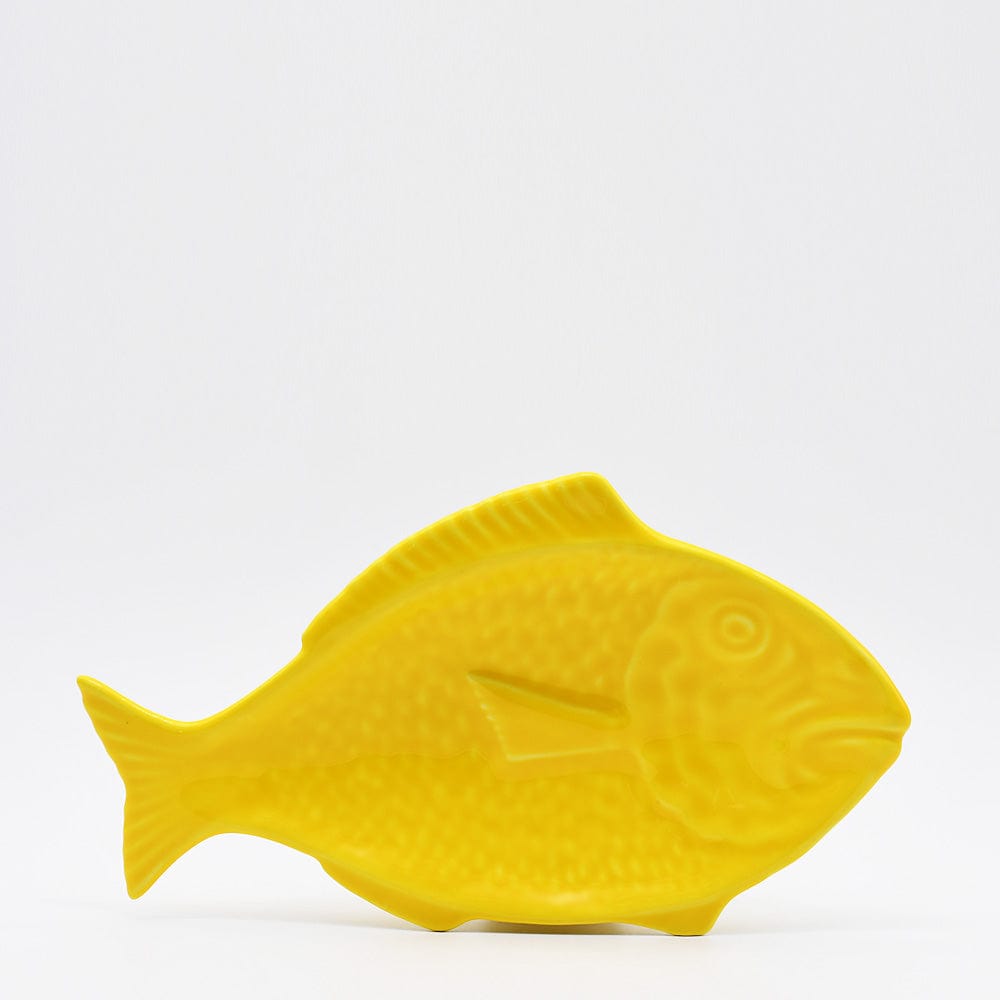 Plat en céramique jaune en forme de poisson Assiette en céramique en forme de poisson - Jaune 30cm