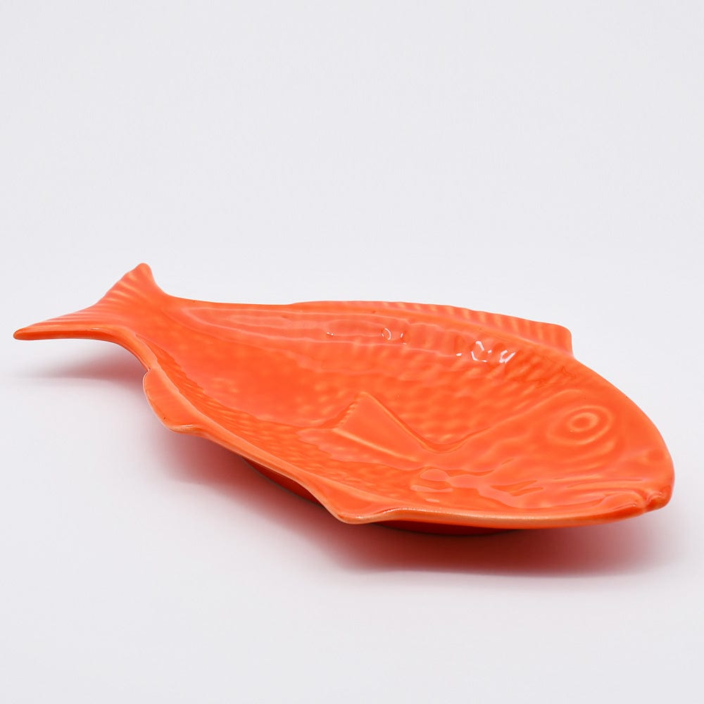 Plat en céramique orange en forme de poisson Assiette en céramique en forme de poisson - Orange 30cm