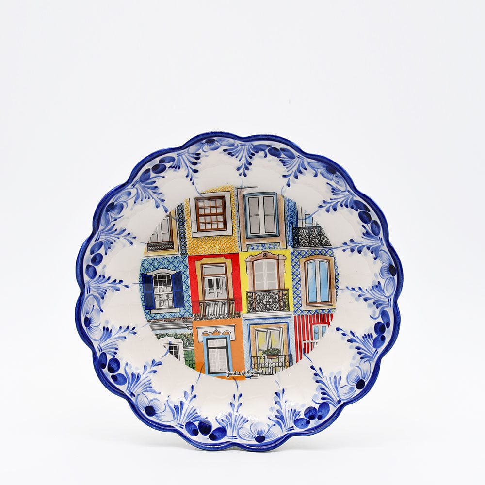 Plat en céramique traditionnel du Portugal  I bleu 24cm Plat en céramique "Janelas" - 24cm