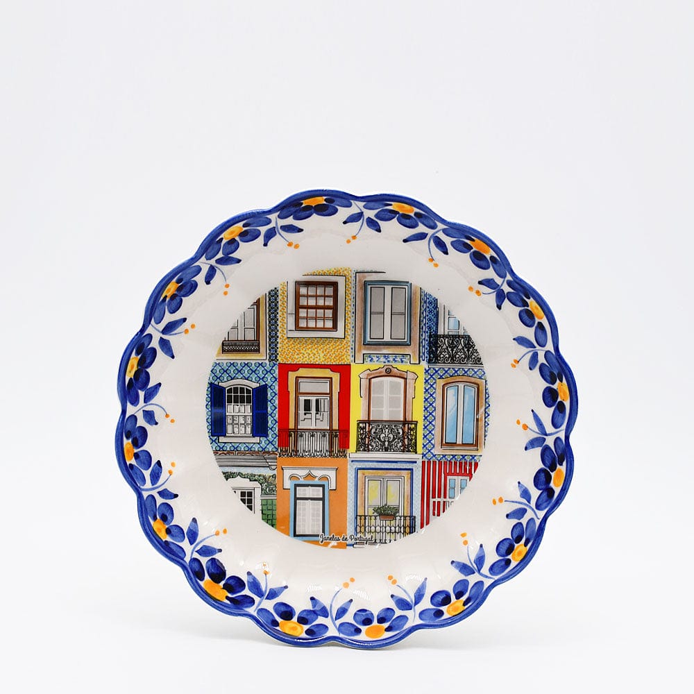 Plat en céramique traditionnel du Portugal  I bleu 24cm Plat en céramique "Janelas" - 24cm