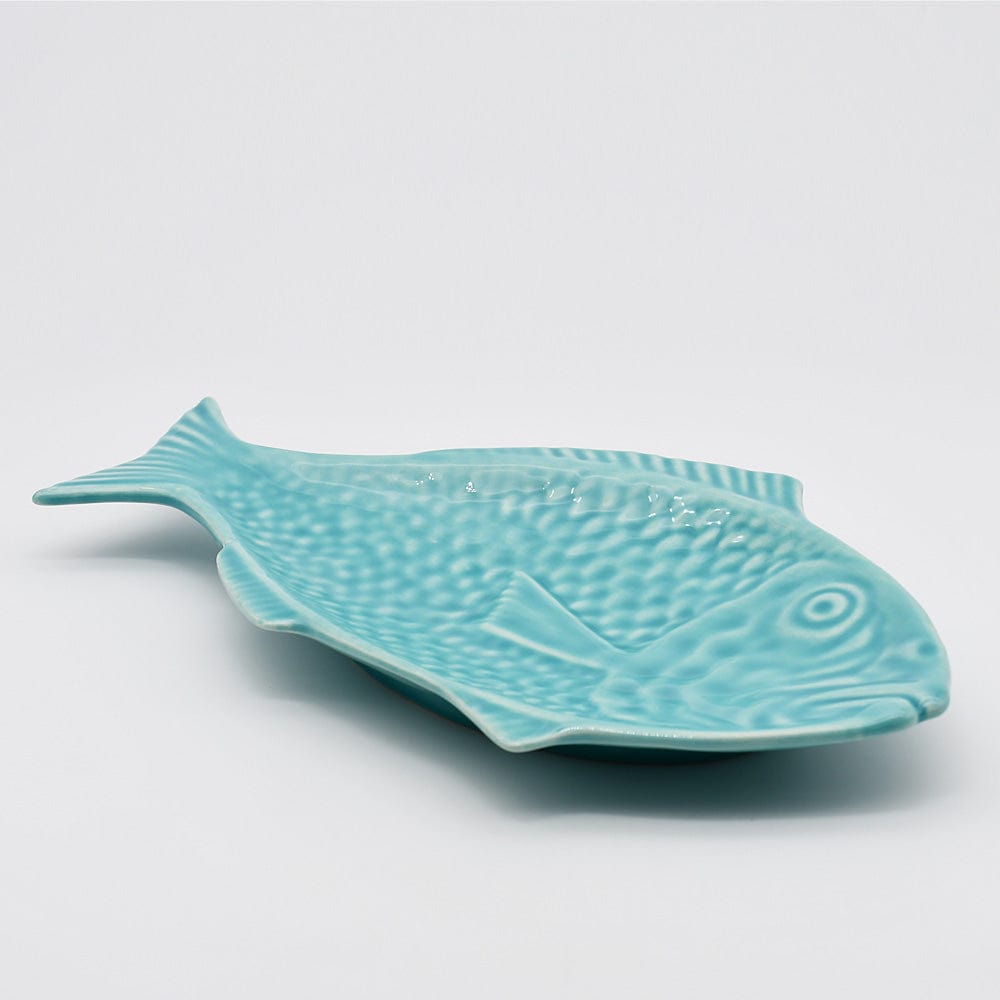 Plat en céramique turquoise en forme de poisson Assiette en céramique en forme de poisson - Turquoise 30cm