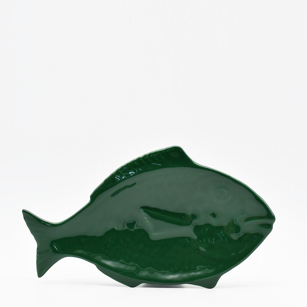 Plat en céramique vert en forme de poisson Assiette en céramique en forme de poisson - Verte 30cm