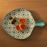 Plat ovale en céramique motifs azulejos verts Plat en céramique "Padrão" - Vert