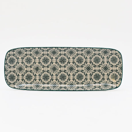 Plat rectangulaire en céramique motifs Azulejos verts et blancs 22cm Plat en céramique "Padrão" 22cm - Vert