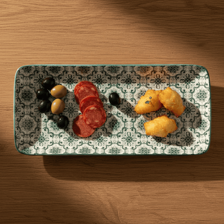 Plat rectangulaire en céramique motifs azulejos verts et blancs Plat en céramique "Padrão" - Vert