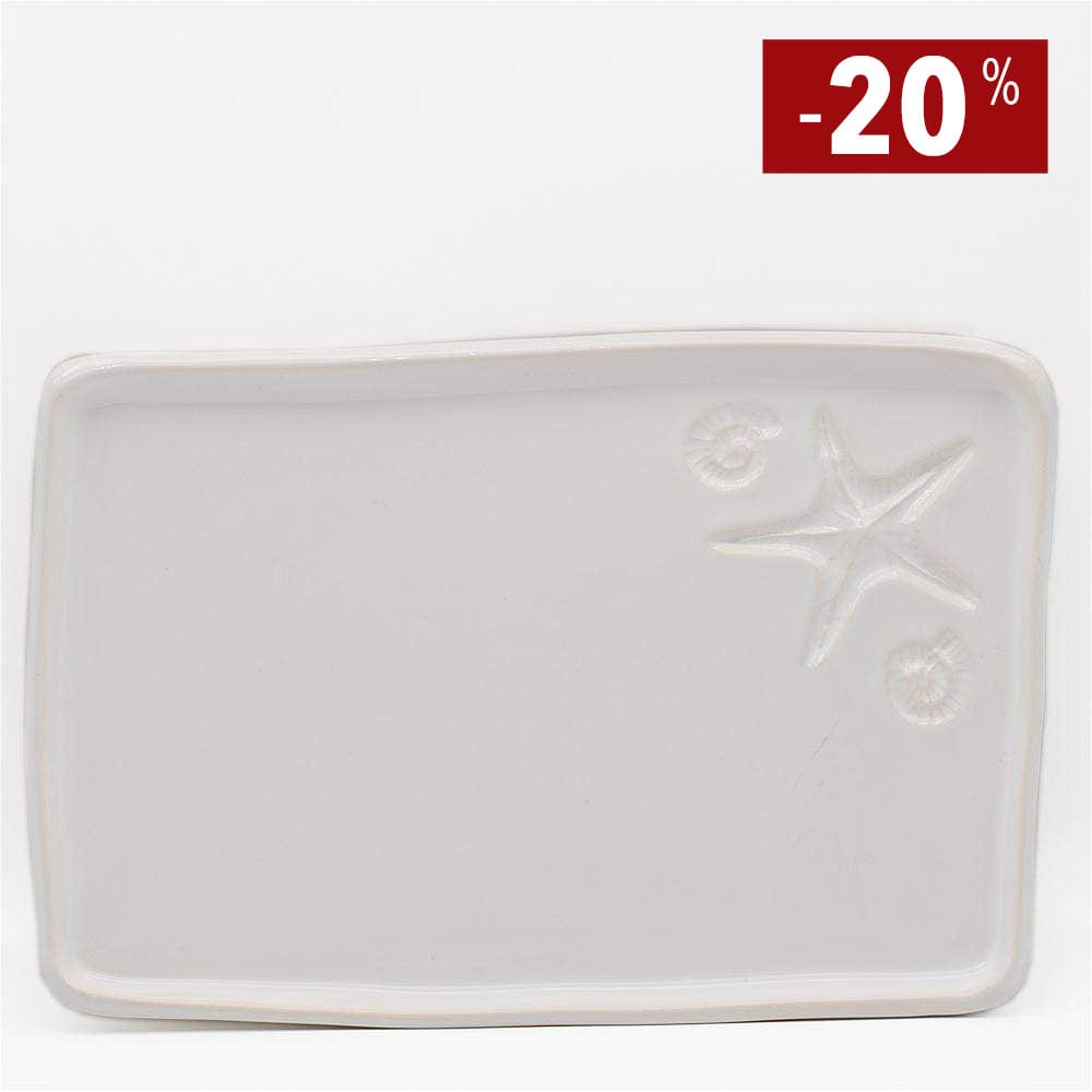 Plateau en céramique blanche I Motifs étoile de mer Plateau "Estrela do mar" - Blanc