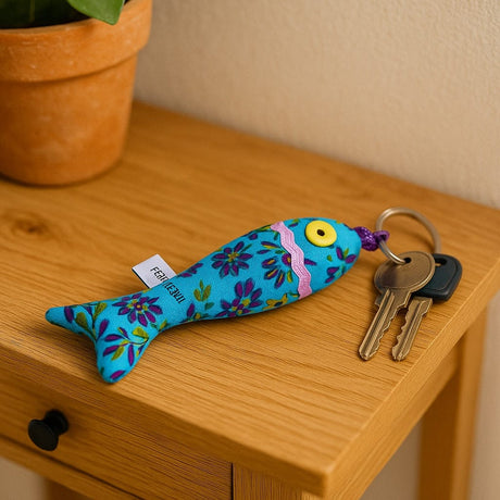 Porte clés turquoise en forme de sardine Porte-clés en forme de Sardine