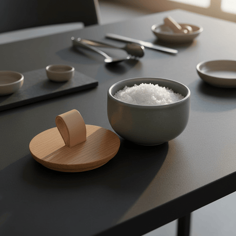 Pot à sel et cuillère en grès Pacifica artichaud Pot à sel en grès "Pacifica“ - Artichaud