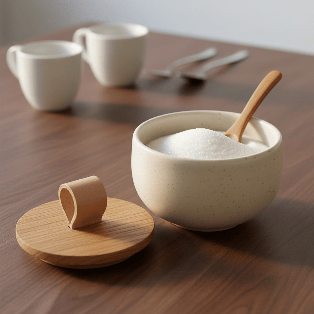 Pot à sel et cuillère en grès Pacifica beige Pot à sucre et cuillère en grès "Pacifica“ - Beige