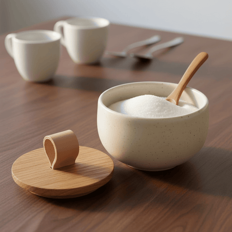 Pot à sel et cuillère en grès Pacifica beige Pot à sucre et cuillère en grès "Pacifica“ - Beige