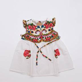 Robe enfant portugaise blanche à motifs floraux Viana Robe enfant à motifs Viana - Blanche