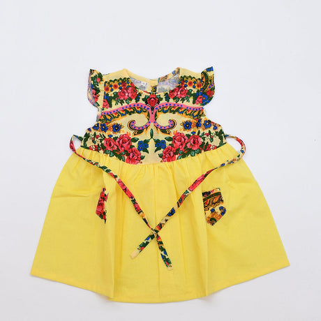 Robe enfant portugaise jaune à motifs floraux Viana Robe enfant à motifs Viana - Jaune