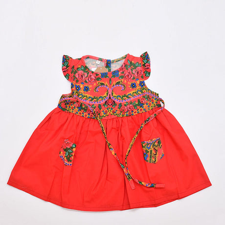 Robe enfant portugaise rouge à motifs floraux Viana Robe enfant à motifs Viana - Rouge