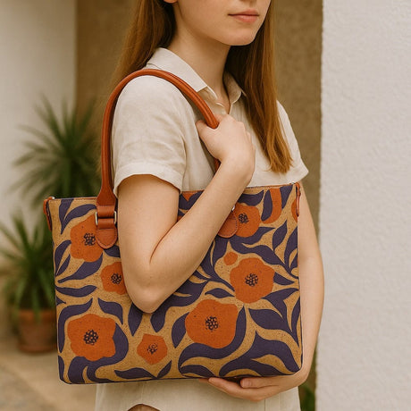 Sac à main en liège 3-en-1 orange et bleu - Élégance modulable Sac à main convertible en liège