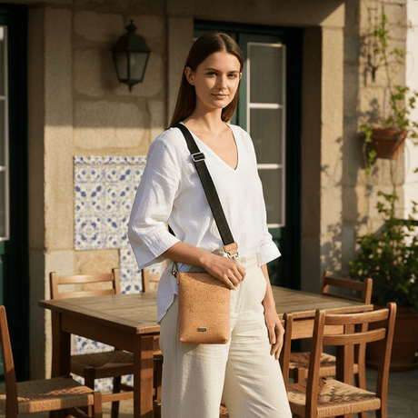 Sac bourse à bandoulière en liège portugais Sac bourse en liège - Naturel