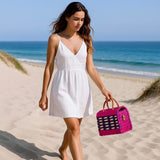 Sac cabas en osier 22cm Rose & Mauve Sac cabas en osier (jonc) 22cm - Rose & Mauve