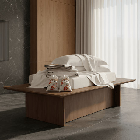 Sachet de lavande du Portugal brodé Namorados Sachet de lavande en lin brodé "Namorados"