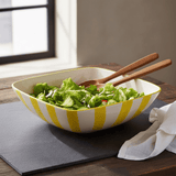 Saladier en céramique rayé jaune et blanc I Vaisselle du Portugal Saladier rayé "Costa Nova Mar" 28cm - Jaune