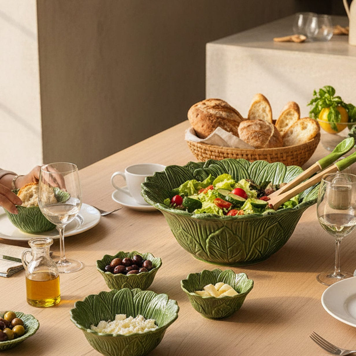 Saladier en forme de feuille de tournesol I Vaisselle traditionnelle portugaise Saladier en céramique en forme de feuilles de Tournesol