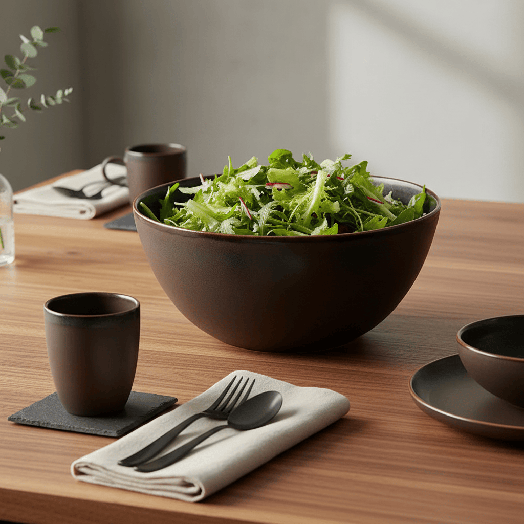 Saladier en grès marron portugais Saladier en grès "Café"