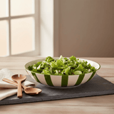 Saladier en porcelaine portugaise I Vaisselle du Portugal en ligne Saladier rayé "Costa Nova Mar" 25cm - Vert