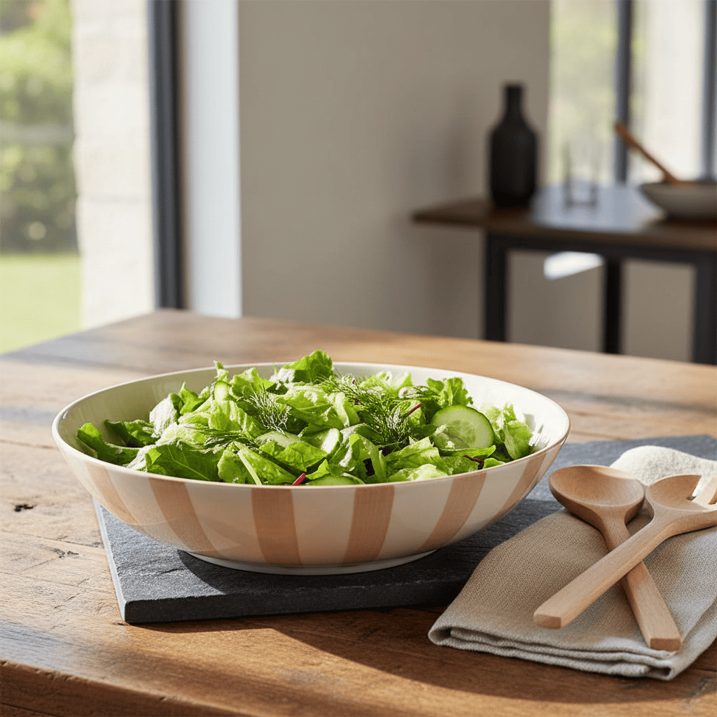 Saladier en porcelaine rayé moka et blanc Saladier rayé "Costa Nova Mar" 25cm - Moka