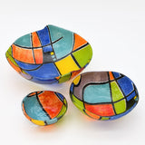 Saladier en verre fusionné - Design abstrait | Portugal Saladier en verre "Marinha Grande" - 28cm